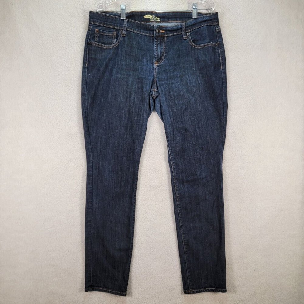 Old Navy Dark Blue Denim Stretch Mid Rise The Diva Classic Skinny Jeans